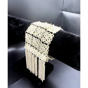 WHBM Bold Silver Tone Statement Fringe Bracelet